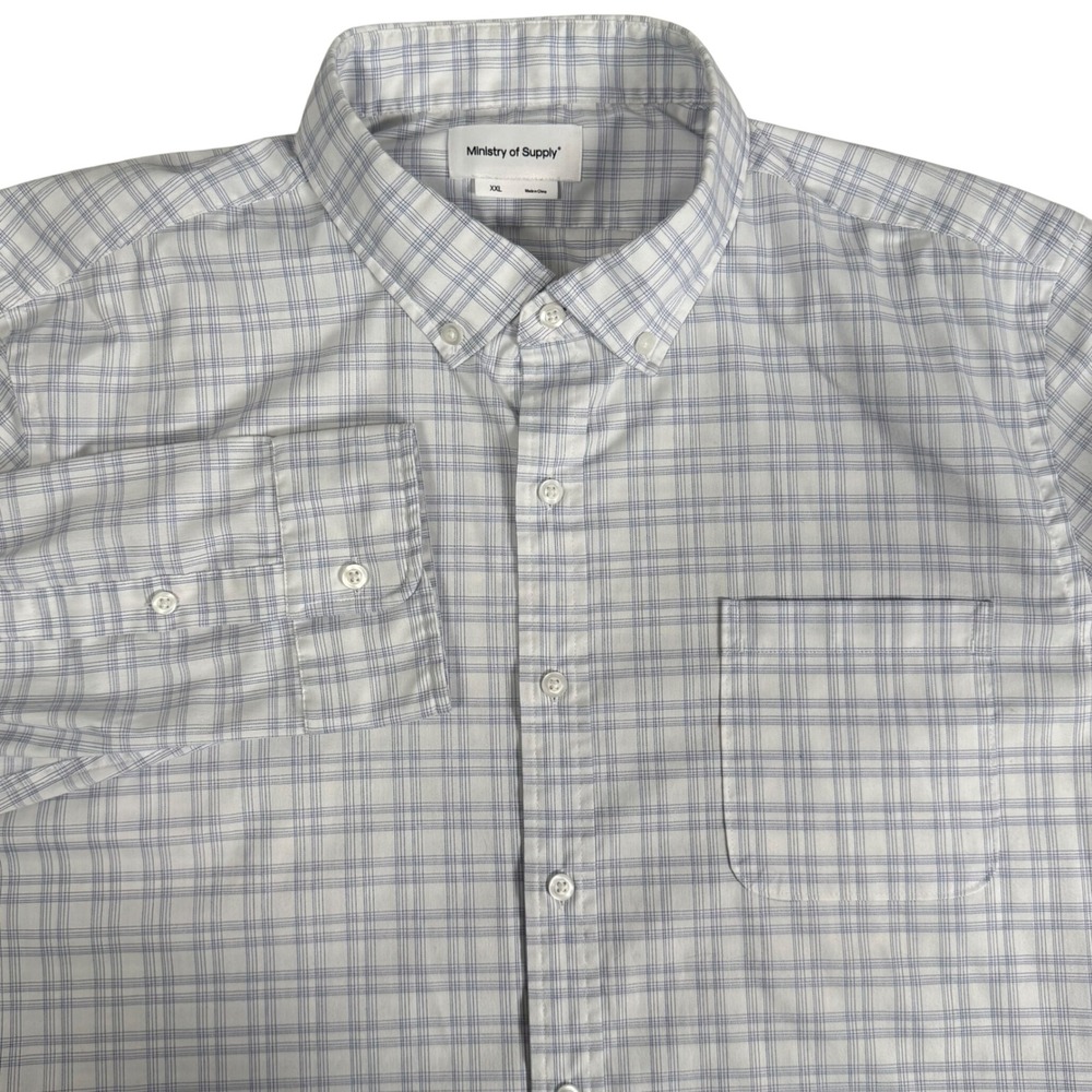 Ministry of Supply Aero Dress Shirt Plaid Check Button Down Long Sleeve Mens XXL